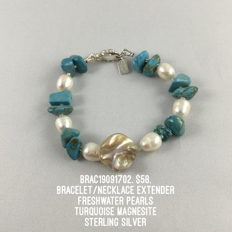 Freshwater Pearls and Turquoise Bracelet/Necklace Extender