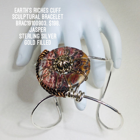 Earth's Riches Silver cuff Sculptural Bracelet