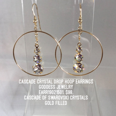 Cascade crystal drop hoop earrings