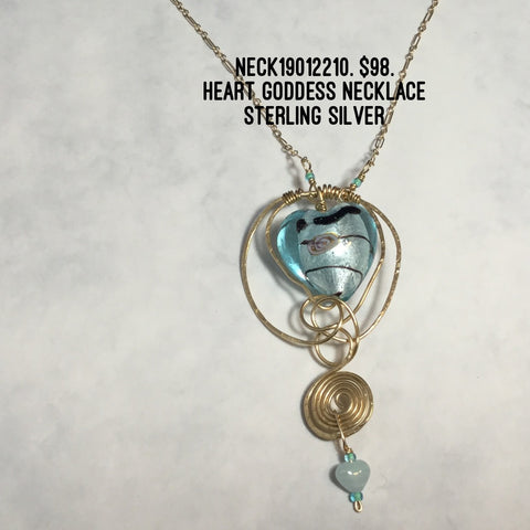 Heart Goddess Necklace Sterling Silver